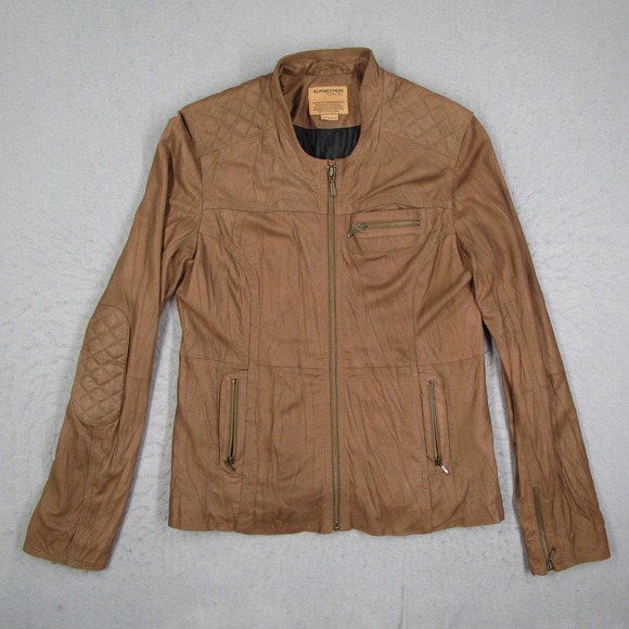 Alpinestars Jackets & Blazers - Alpinestars by Denise Focil Women Medium Tan Leather Moto Cafe Racer Jacket